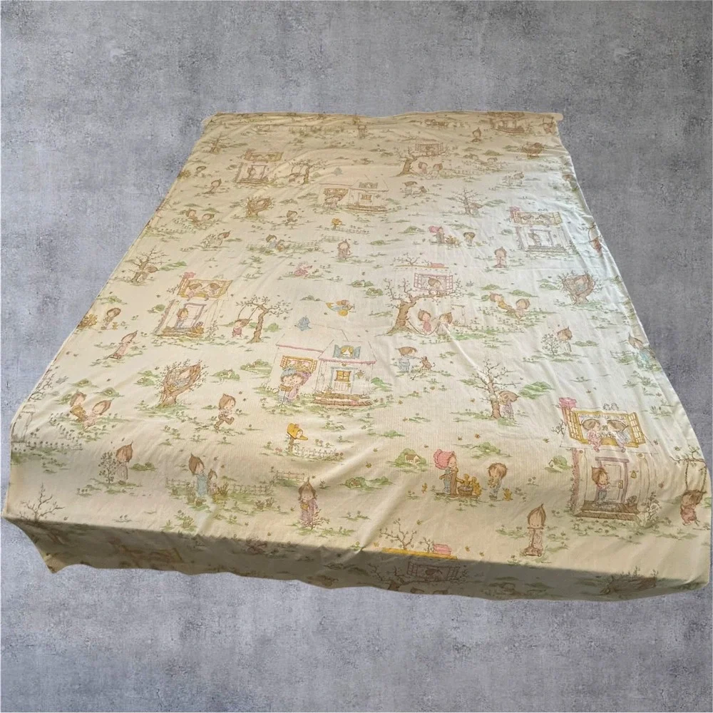 Vintage Betsey Clark Flat Sheet 64x94 Children Cottagecore Quilt Craft Fabric